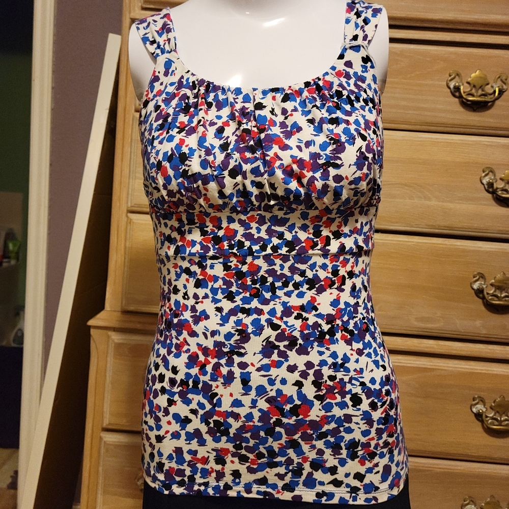 Ann Taylor Pink Blue Purple Patterned Sleeveless